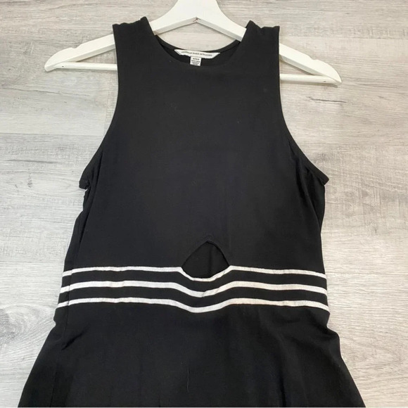 American Eagle Skater Dress Casual Black Stretchy Jersey Dress with White Trim - Picture 9 of 16